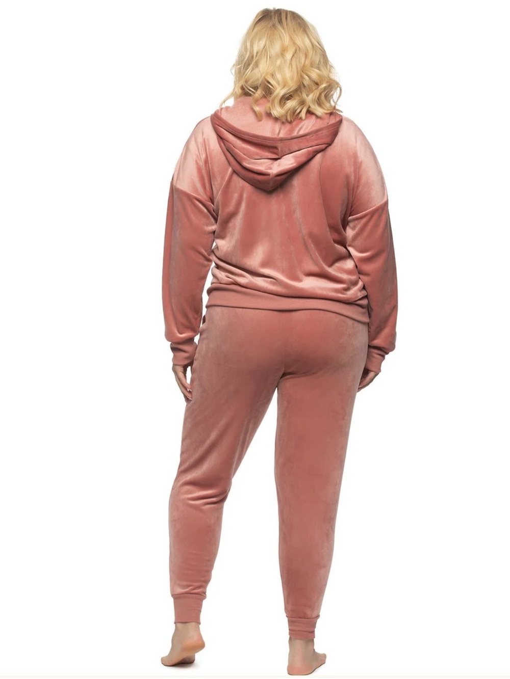 Felina Rose Gold Luxe Velour Zip Hoodie & Jogger Set - Picture 2 of 10